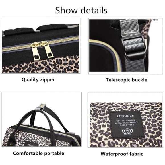 NWTs!๐ Diaper Bag Leopard Print Backpack๐ - Picture 7 of 8